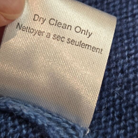 Kier + J2 100% Cashmere Sweater Sz L fist S/M Colorblock Ombre Blue Open Front - Picture 8 of 10